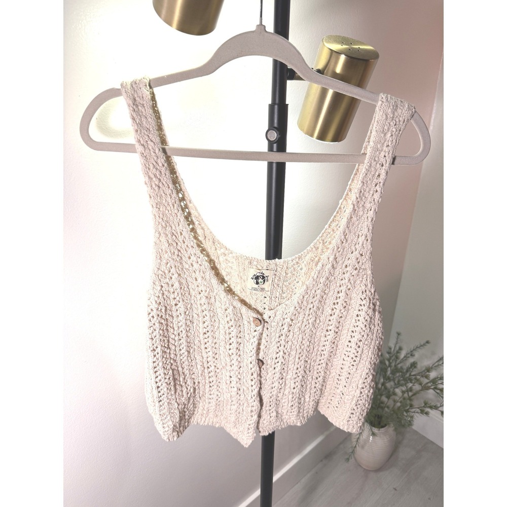 We The Free cardigan tank layering cream cotton open layering style trending xl